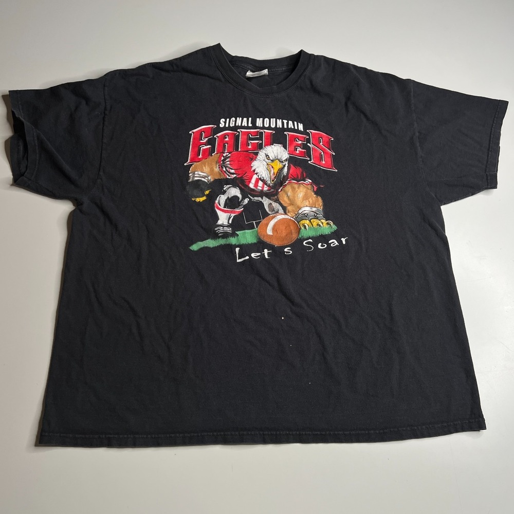 Signal Mountain Eagles "Let's Soar" Football Graphic T-Shirt Black Hanes Heavywe